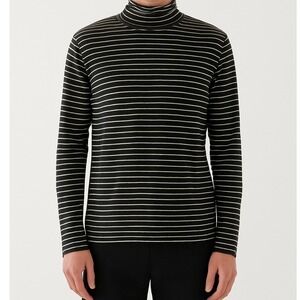 Michael Kors Men Ribbed Turtleneck Long Sleeve Striped Sweater M